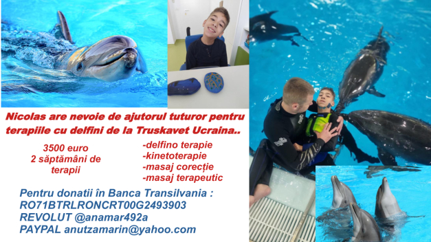 NICOLAS ARE NEVOIE DE AJUTOR SA MEARGA LA DELFINI,LA TERAPII