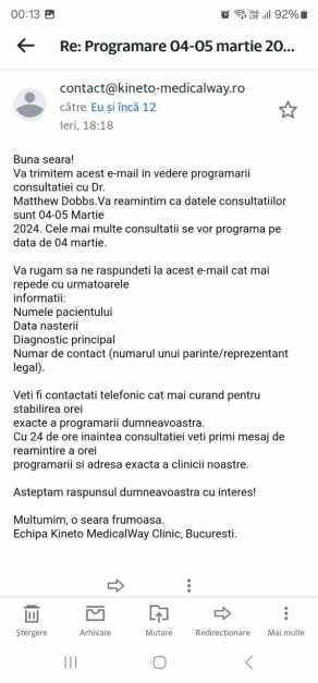 am primit mailul pt programarea din martie la Bucuresti