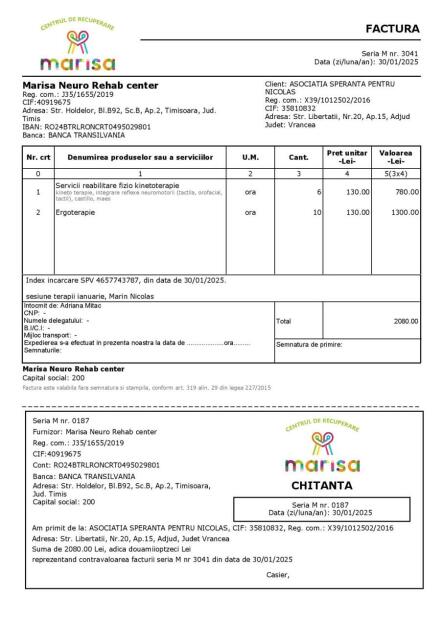 FACTURA TERAPIE  ,DIFERENTA CASH